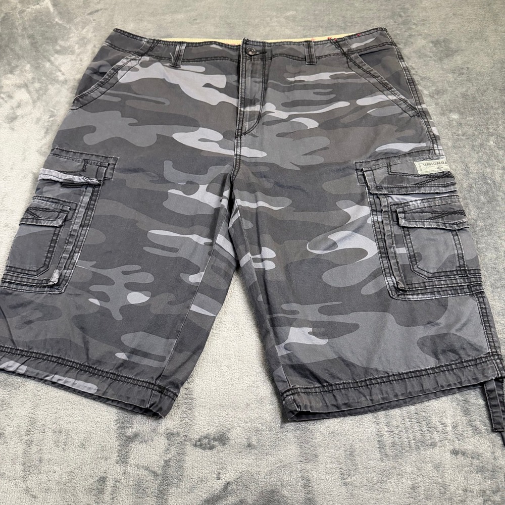 Unionbay Cargo Shorts Mens 40 Gray Camouflage Cotton Multi Pocket
